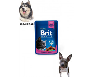 Brit Premium Кусочки с курицей и индейкой для кошек 0,1 кг