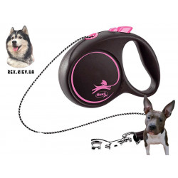 Рулетка Flexi Black Design трос 5м черный с розовым М Рулетка Flexi Black Design трос 5м черный с розовым М