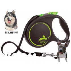 Рулетка Flexi Black Design трос 5м черный с зелёным М