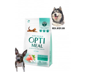 OPTIMEAL ™. Полнорационные сухой корм для котят - курица 0,7 кг