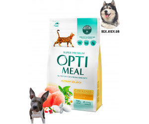 OPTIMEAL™. Полнорационный сухой корм для взрослых кошек - курица 0,7 кг