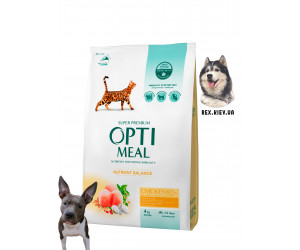 OPTIMEAL™. Полнорационный сухой корм для взрослых кошек - курица 4 кг