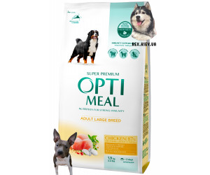 OPTIMEAL ™. Полнорационный сухой корм для взрослых собак крупных пород - курица 1.5 кг