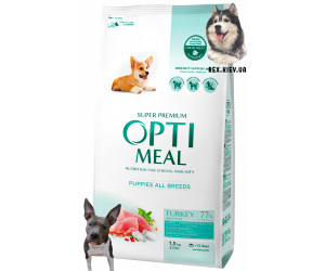 OPTIMEAL ™. Полнорационные сухой корм для щенков всех пород - индейка 1.5 кг