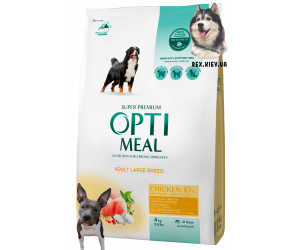 OPTIMEAL ™. Полнорационный сухой корм для взрослых собак крупных пород - курица 4 кг
