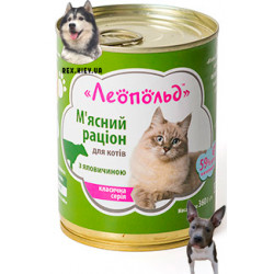 Влажный корм для котов Леопольд Мясной рацион с говядиной 360 г Влажный корм для котов Леопольд Мясной рацион с говядиной 360 г