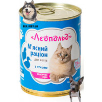 Влажный корм для котов Леопольд Мясной рацион с птицей 360 г