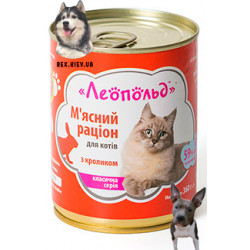 Влажный корм для котов Леопольд Мясной рацион с кроликом 360 г