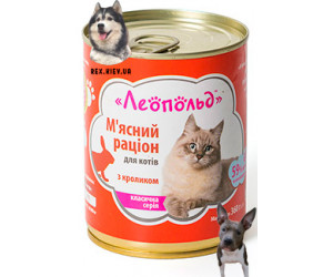 Влажный корм для котов Леопольд Мясной рацион с кроликом 360 г