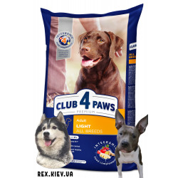 CLUB 4 PAWS Премиум "Контроль веса". Полнорационный сухой корм для взрослых собак всех пород, 14 кг