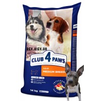 CLUB 4 PAWS Премиум для средних пород. Полнорационный сухой корм для взрослых собак, 14 кг CLUB 4 PAWS Премиум для средних пород. Полнорационный сухой корм для взрослых собак, 14 кг