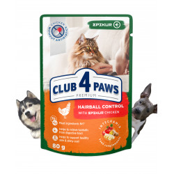 CLUB 4 PAWS Премиум "С эффектом выведения шерсти - курица в соусе". Полнорационный консервированный корм для взрослых кошек. CLUB 4 PAWS Премиум "С эффектом выведения шерсти - курица в соусе". Полнорационный консервированный корм для взрослых кошек.