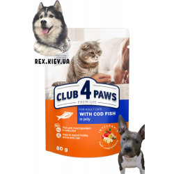 CLUB 4 PAWS Премиум "С треской в желе". Полнорационный консервированный корм для взрослых кошек, 0.08 кг CLUB 4 PAWS Премиум "С треской в желе". Полнорационный консервированный корм для взрослых кошек, 0.08 кг