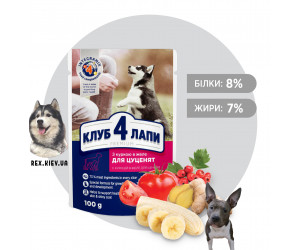 CLUB 4 PAWS Премиум для щенков "С курицей в желе". Полнорационный консервированный корм, 0,1 кг