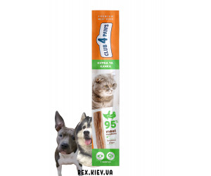 CLUB 4 PAWS мясная палочка премиум. КУРИЦА и УТКА. Лакомство для кошек, 0,005 кг